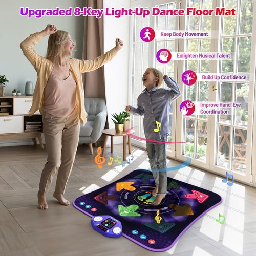 Dance Mat for 3-12 Year Old Girls & Boys - Birthday Gifts for 4 5 6 7 8 Year Old Girl - Girl Toys for Ages 4-5 6-7 - Electronic Dance Pad with Light Up 8 Button & Wireless Bluetooth & 7 Game Modes