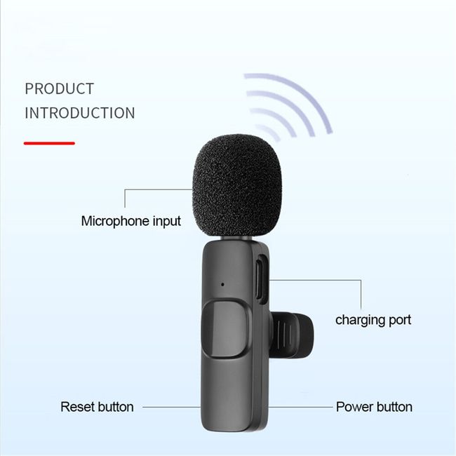 Lavalier Mini Microphone Wireless Audio Video Recording with Phone