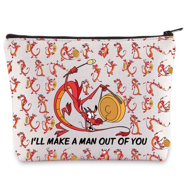 WZMPA Dragon Mushu Cosmetic Bag Mu LAN and Mushu Inspired Gift I’ll Make a Man Out of You Mushu Travel Pouch Bag Mushu Merch (I’ll Make a Man)