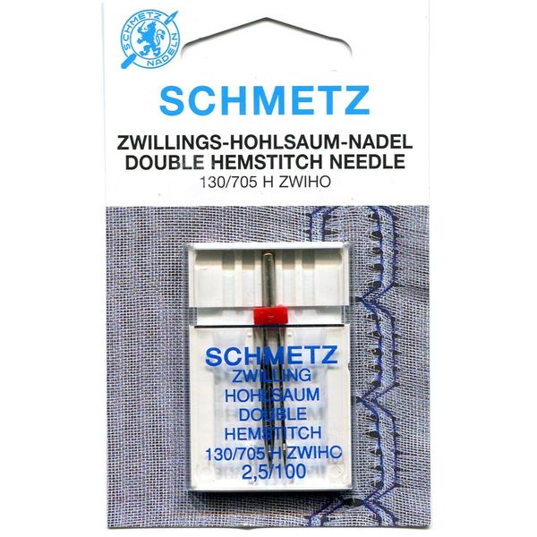 Schmetz Double Hemstitch (Wing) Sewing Machine Needle, Size: 100 - 2.5mm Gap (2.5/100)
