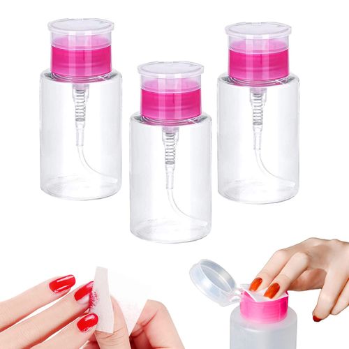 Nail Polish Remover Pump Bottle Dispenser 150ML Push Down Cleanser Bottle Travel Empty Liquid Container for Nail Varnish Remover & Makeup Remover Nail Art Tool (3 Pack)