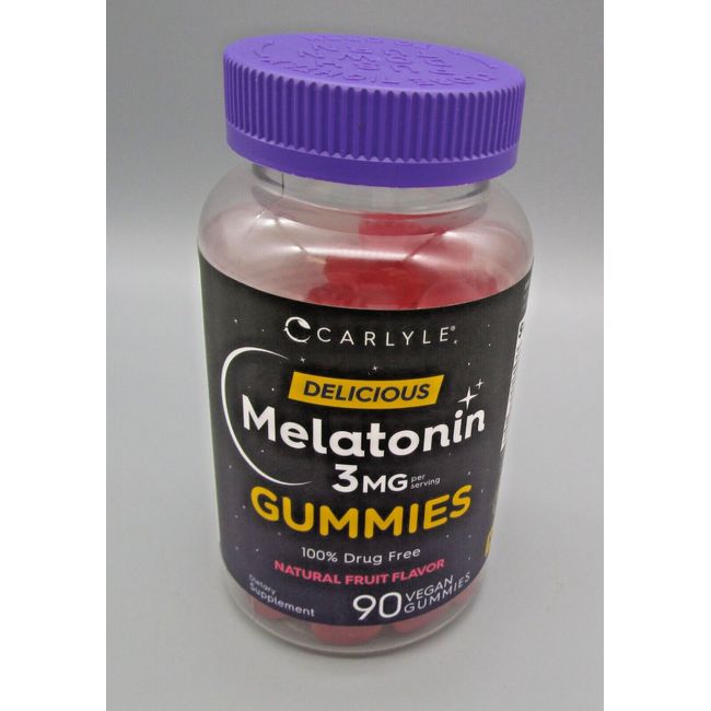 CARLYLE~90 Count Vegan Fruit Flavor MELATONIN Gummies 3 mg~Best By 08/2024