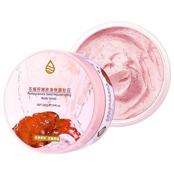 Exfoliating Body Scrub, Pomegranate Seeds Body Scrub Exfoliator, Body Exfoliator Pomegranate Seeds & Shea Butter Scent, Dead Skin Remover, Nourish & Brighten Body Skin Care, 200g