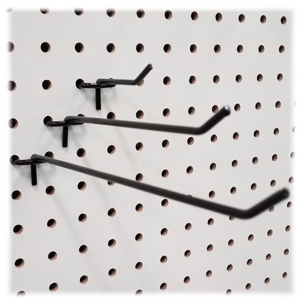 8" Black Metal Pegboard Hooks - 100 Pack