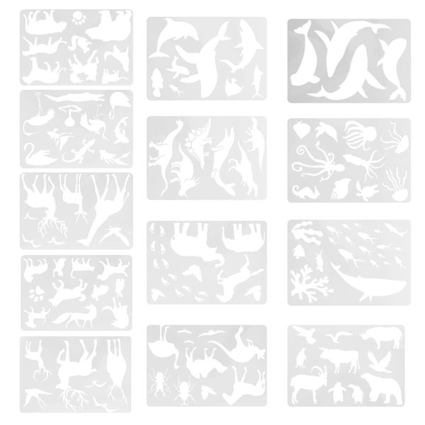 Lurrose 13pcs Animal Cutout Templates Planner Templates Kids Animal Shape Stencils Cartoon Animal Picture Stencils Whale Picture Stencils Decorative Paint Templates Pet