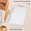 Patikil A5 Binder Cover, 3 Pcs PP 6 Ring Loose Leaf Protector, Transparent