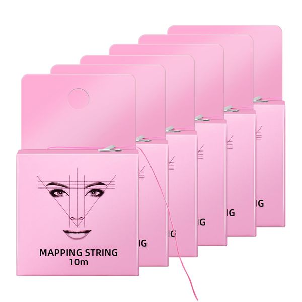 ATOMUS Eyebrow Mapping String 6pcs Pre-inked 10m(32ft) Microblading String for Brow Marking Measuring String for Eyebrow Makeup (pink)