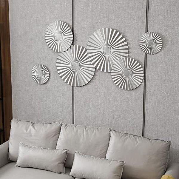 Silver Wall Art Set Of 6 Silver Wall Decor Metal Modern Accent Large Sunburst Ha