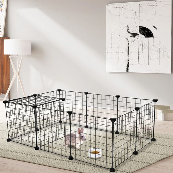 Pet Playpen Small Animal Cage Indoor Portable Metal Wire Yard Fence Kennel Crate