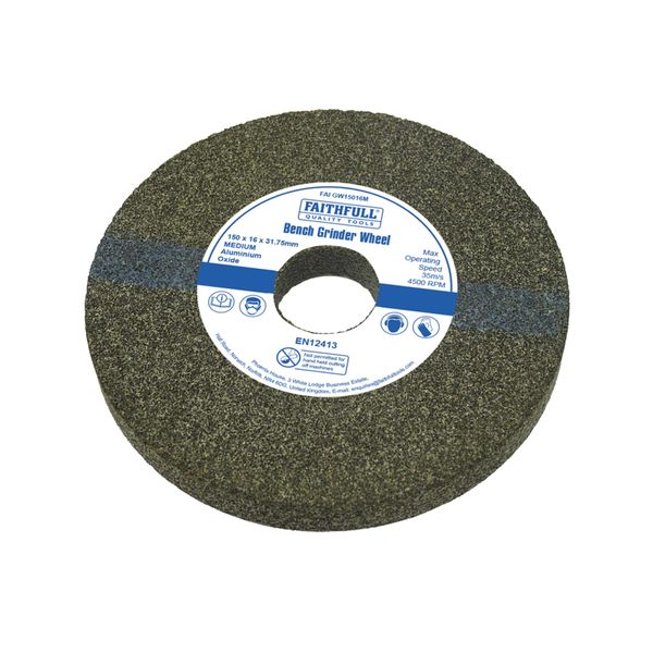 Faithfull FAIGW15016M Bench Grinding Wheel Alox 150mm x 16mm Medium