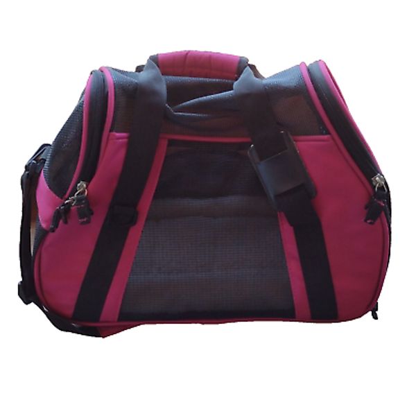 Hollow-out Portable Breathable Waterproof Pet Handbag Rose Red With Pet Bed