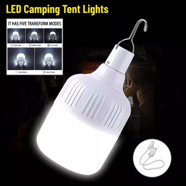 20-200W Portable Emergency Lights Rechargeable LED Lantern Tent Lamp with  Hook for Camping Fishing Patio