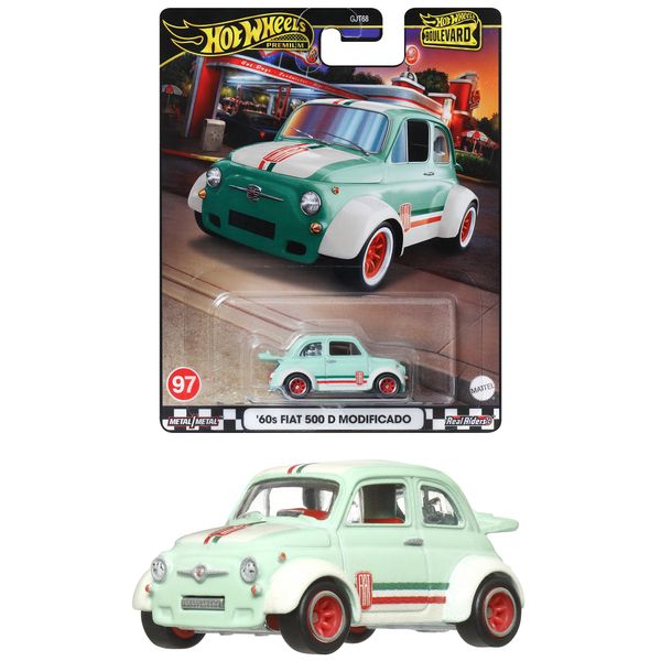 Hot Wheels HRT65 Boulevard '60s Fiat 500D Modifiado Ride on Toy Minicar 3 Years Old Green