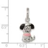 Solid 925 Sterling Silver Pendant Enameled Puppy Charm (22mm x 10mm)