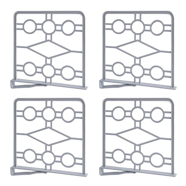 4 Pieces Closet Shelf Dividers, Plastic Shelf Divider Separator, Practical Shelf Dividers, Wardrobe Partition Board, Shelf Dividers with Clip, for Bedroom, Bathroom, Kitchen and Office (Grey)