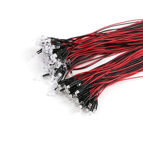 5mm 12 Volt LED Lights Emitting Diodes with Wire, LED 5-12V,0.1W, Mini LED Lights for Crafts, Toy Cars,12V Mini Single Led RGB Slow Flash 50PCS