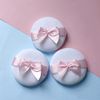 Set of 3 Loose Powder Puff for Washing and Replacement, Cute Face Powder Puff with Bow Bows, Thick Type Baby Powder Puff for Lucent Powder Dedicated Makeup Sponge Puff (Diameter 2.8 inches (7 cm)