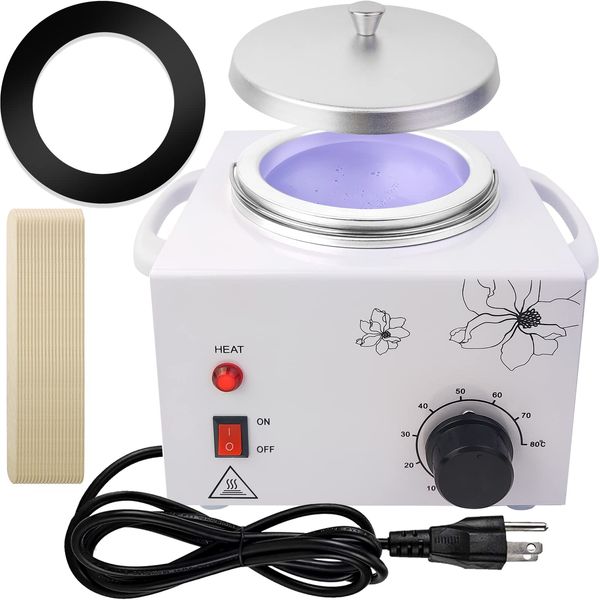 Adoture 600ML Single Wax Warmer Machine Wax Pot for Hair Removal, Professional Electric Wax Heater with Adjustable Temperature Set for Women Men with 20PCS Wooden Wax Sticks