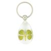 Celtic Lucky Real 4 Four Leaf Clover Clear Good Luck Keyring with Gift Box & Guarantee