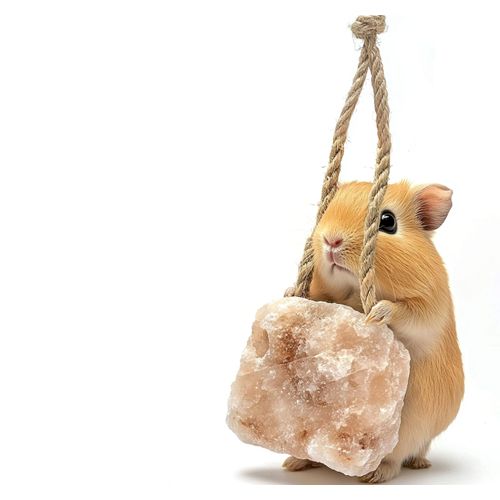 6 Count Himalayan Small Pets Salt Lick - Rabbit Toys Bunny Treats - Natural Small Animal Mineral Salt Chew Toys with Rope, Small Pet Chew Treat Supplies for Guinea Pig Rabbits Bunny Ferrets