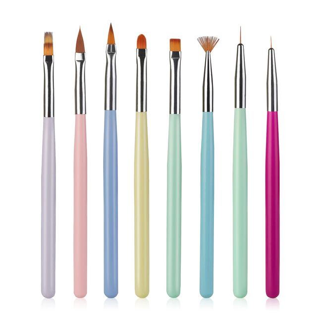 8PCS Nail Art Brushes Set, FITDON Gel Polish Nail Art Design Pen Painting Tools with Nail Extension Gel Brush, Builder Gel Brush Nail Art Liner Brush for Salon at Home DIY Manicure