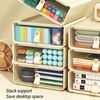 Clear Drawer Storage Box,Large Capacity Desktop Pull Out Drawer Bathroom Organization Storage Container Stackable Storage Bins Organizer for Office(Cream)