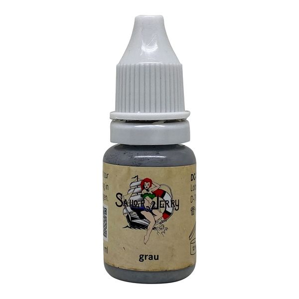 REACH-konforme Sailor Jerry Tattoofarbe, Grau, 10 ml, MADE IN GERMANY und mit Zertifikat, Tätowierfarbe, Tattoo Ink, Vertrieb durch HAN-SEN GmbH