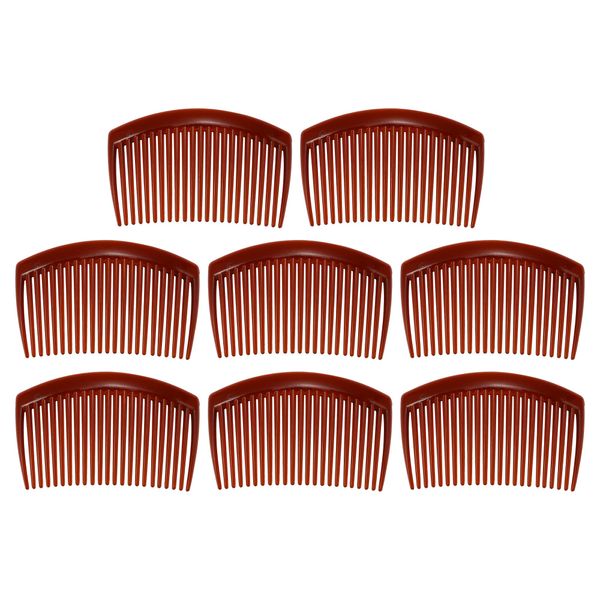 VOCOSTE Lasik Side Clip Hair Comb Teeth Hair Comb Hair Clip Comb Plastic Brown 7.6cm 8pcs