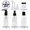 Netagon 9 Piece Travel Bottle Set Leak Proof Clear Toiletries Containers with Clear Airport Bag Case, Perfect for Travel Holidays Swimming Camping Trips (1 Pack | 9 PCE)