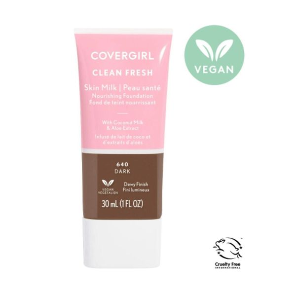 2Pk Covergirl Clean Fresh Skin Milk Foundation Shade 640 Dark, 1 FL OZ New