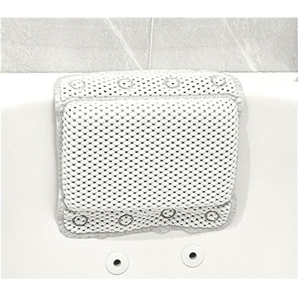 Non-Slip Foam Spa Bath Pillow 8 Suction Soft Luxurious Hot Tub Memory Foam White