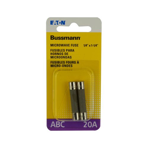 Bussmann, Pack of 1, Bussman BP/ABC-20 20 Amp 250 Volt Microwave Oven Fuse 2 Count, Color, Standard