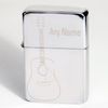 Custom Personalised Guitar Motif Silver Lighter. Laser Engraved with a Name.