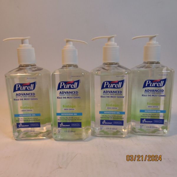 PURELL Advanced Hand Sanitizer,85%,12 fl oz Pump Bottle -Pack of 4