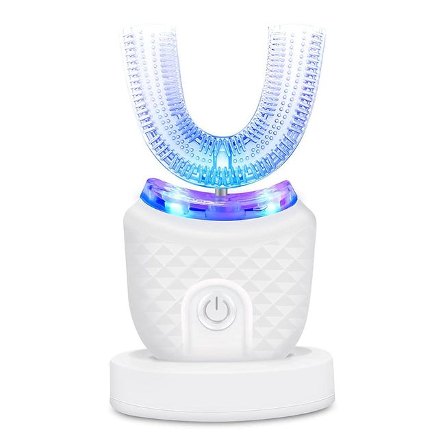 Ultrasonic Electric Toothbrush, U Shaped Automatic Toothbrush for Adults 360° Whole Mouth Toothbrush Whitening Wireless Charging IPX7 Waterproof