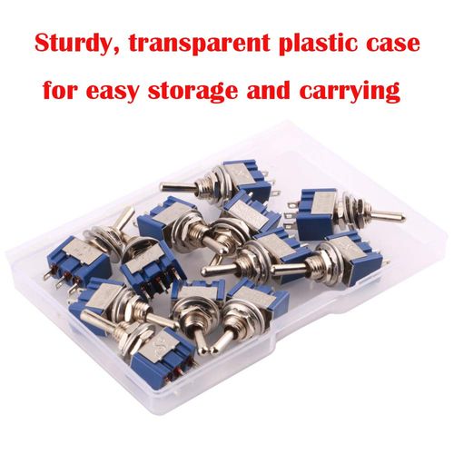 CESFONJER 12 SPDT Miniature Toggle Switch, On/Off 3 Pin 3 Position Miniature Toggle Switch AC 125V/6A (Blue)