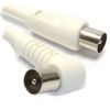 kenable RF Aerial Fly Lead Coax Plug to Right Angled Plug Cable WHITE 2m [2 metres]