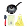 Swiss Diamond 9.5 inch Nonstick Saute Pan with Spatula and Cotton Apron Bundle