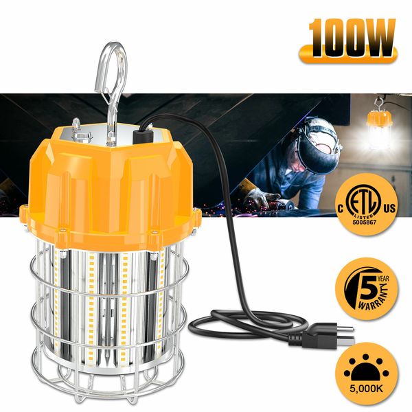 100W LED Temporary Work Light Hanging Construction Jobsite Light 5000K Daylight