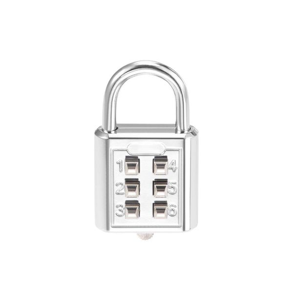 sourcing map 6-Digit Combination Padlock Push Button Lock for Locker Cabinet Silver Tone (3 Digit Code)