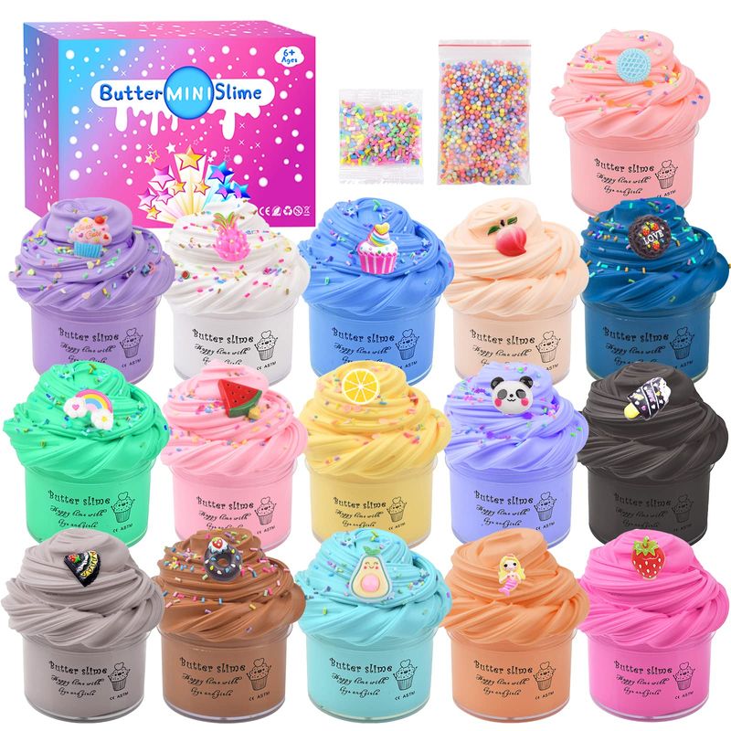 16 Pack Mini Butter Slime Kit for Kids, with Watermelon, Lemon, Cherry ...