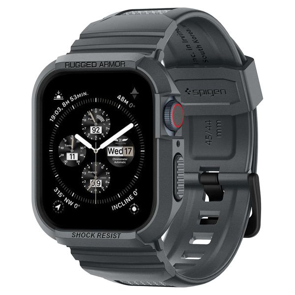 Spigen Rugged Armor Pro Compatible with Apple Watch Case with Band Series 9/8/7 (45mm) and Series 6/SE/5/4 (44mm) - Dark Gray