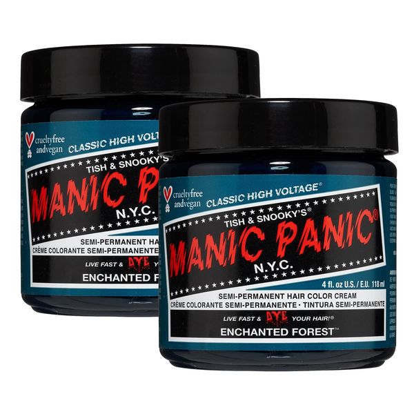Manic Panic Enchanted Forest Classic Cream, Vegan, Cruelty-Free, Green, Semi-Permanent Hair Dye, 2 x 118 ml