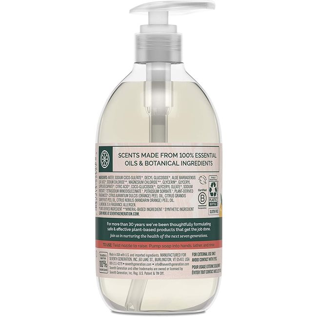 7th Generation Hand Soap Mandarin Grapefruit, 12 oz