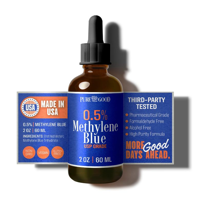 PureGood Pharmaceutical Grade Methylene Blue 0.5% (60 mL), Third-Party ...