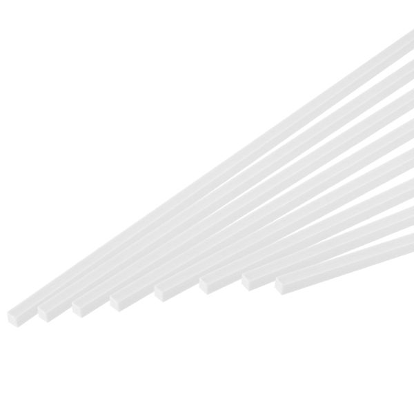sourcing map 10Pcs ABS Plastic Rod Square Solid Bar 13/64" x 10" White Smooth Plastic Tube Rods for Handwork Model Material,DIY Sand Table,Architectural Model Making