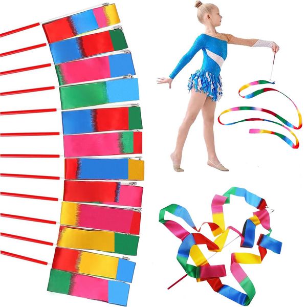 24pack Dance Ribbon Wand Rainbow Streamer Party Favors for Kids 4-8 8-12 Girls Artistic Dancing Gymnastics Carnival Games Goodie Bag Stuffers Birthday Party Decorations Mermaid Princess Party Supplies