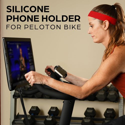 Black Harp Upgraded Silicone Phone Holder Compatible with Peloton Bike Accessories - Cell Phone Mount for Stationary Exercise Bike