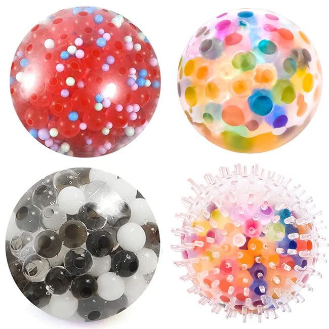 ALMAH Stress Balls für Kinder und Erwachsene (4 PCS), Squishy Balls mit Wasser Perle, Squeeze Ball zu entspannen, konzentrieren, dekomprimieren, Angst Relief, für Autismus ADHS und mehr