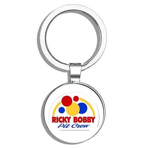 HJ Media Ricky Bobby Pit Crew Talladega Nights Metal Round Metal Key Chain Keychain Ring